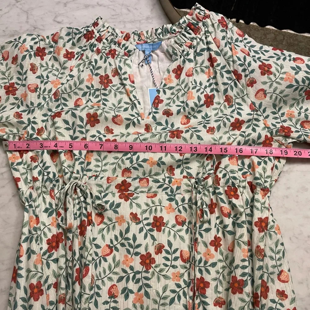 Draper James White Floral Drawstring Waist Tunic